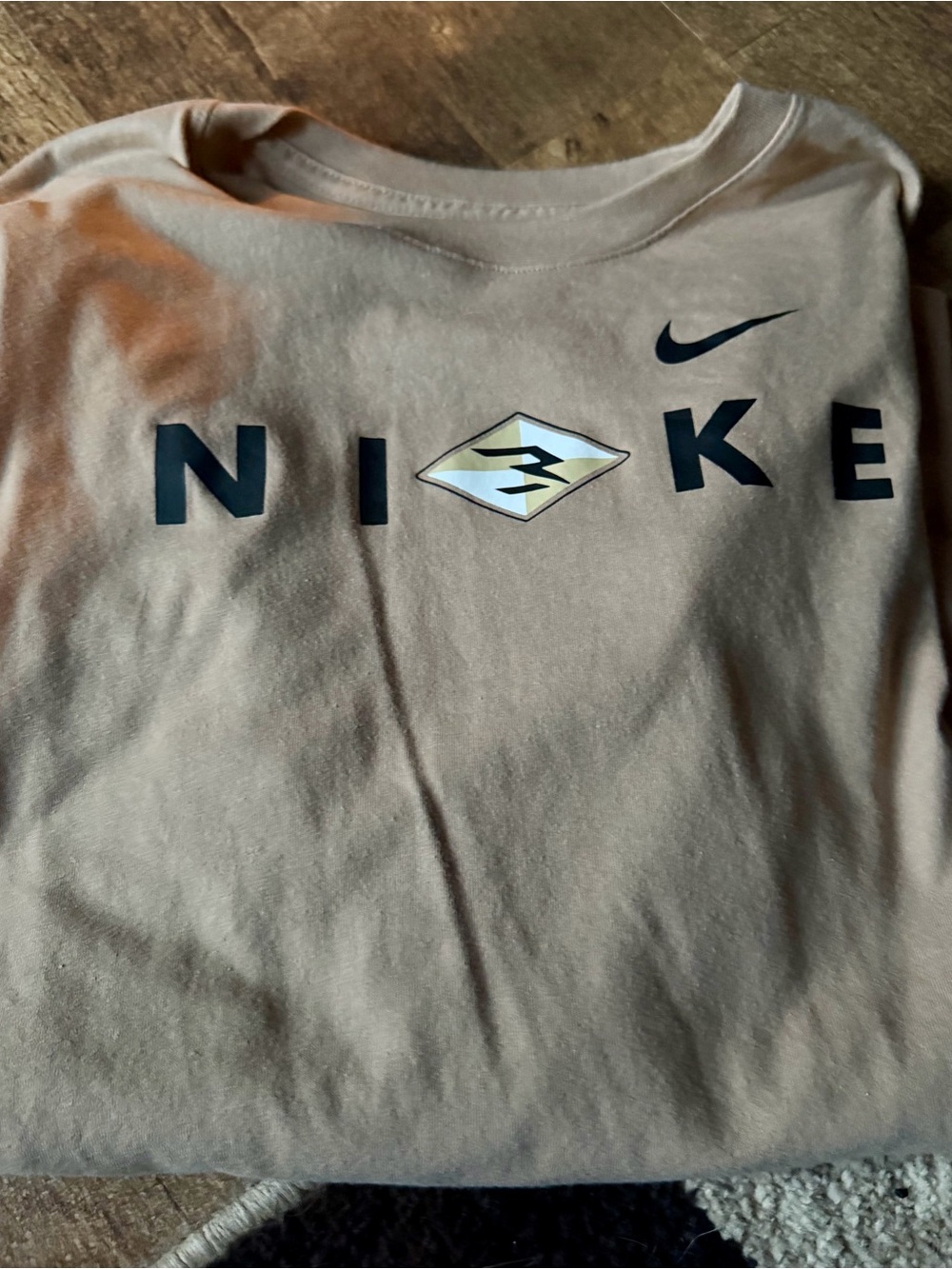 Nike Crewneck Tee in Tan with Black Logo